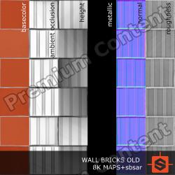 PBR substance material of wall bricks old created in substance designer for graphic designers and game developers